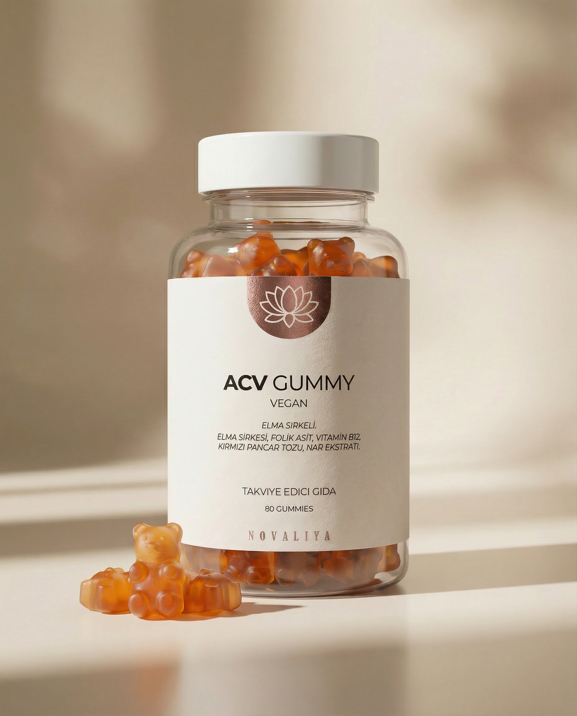 NOVALIYA ACV Elma Sirkeli Gummy – Folik Asit İçeren Sindirim ve Enerji Desteği